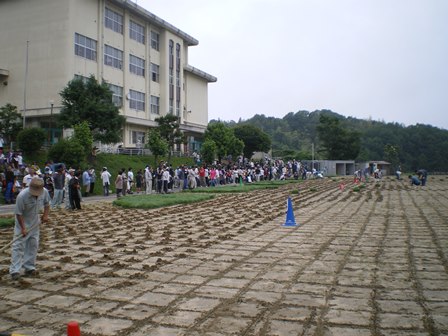 忌部小学校の植栽をしている様子の写真