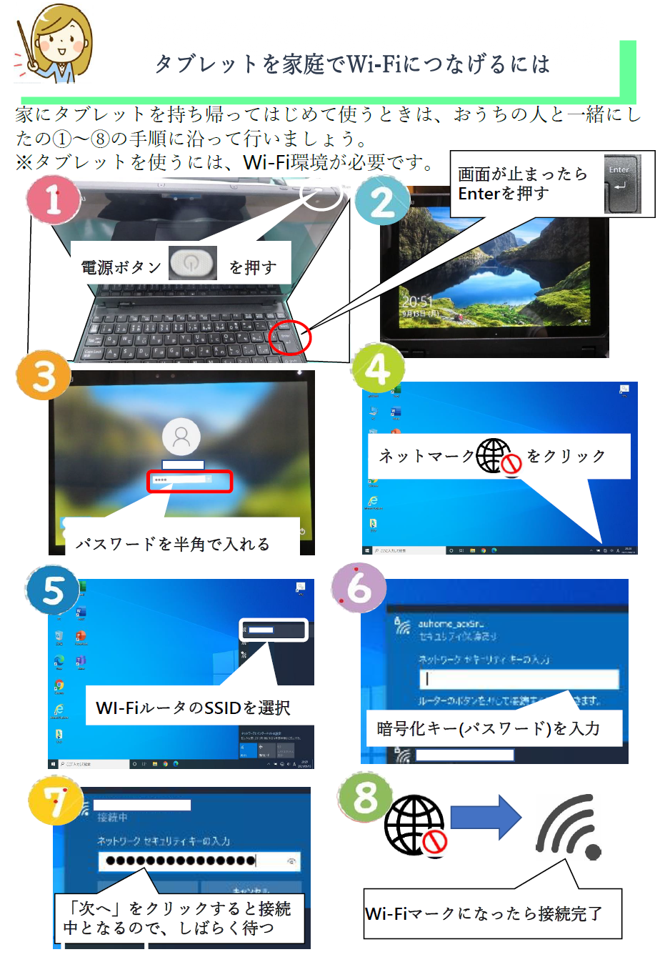 タブレットを家庭でWi-Fi(ワイファイ)につなげるには