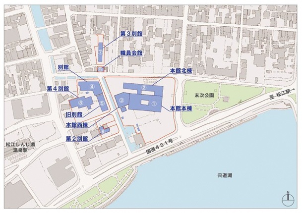 現在の本庁舎の配置図