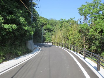 拡幅改良を行った才軽尾線道路の写真