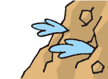 斜面の途中から湧き出る水のイラスト