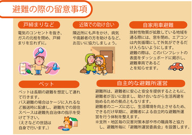 避難の際の留意事項の説明図