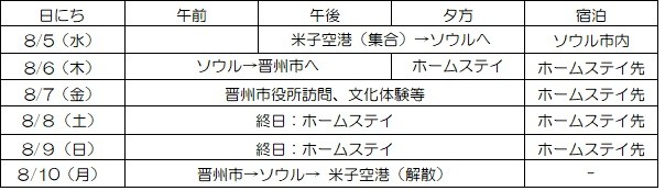 松江市中学生派遣日程