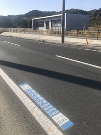 中海北部周遊サイクリングと書かれた道路にある路面標示の写真