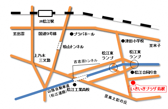 いきいきプラザへの経路を示した地図