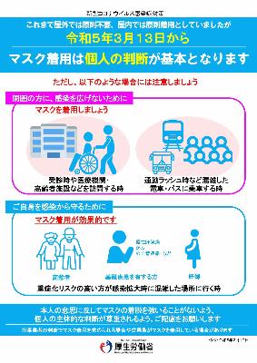令和3年3月13日以降のマスクの着用について