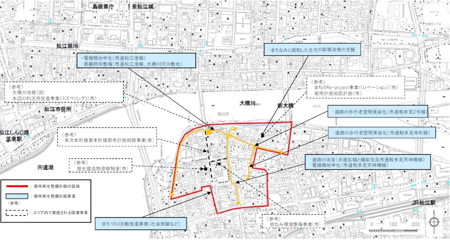 第1期白潟地区問構造再編集中支援事業位置図