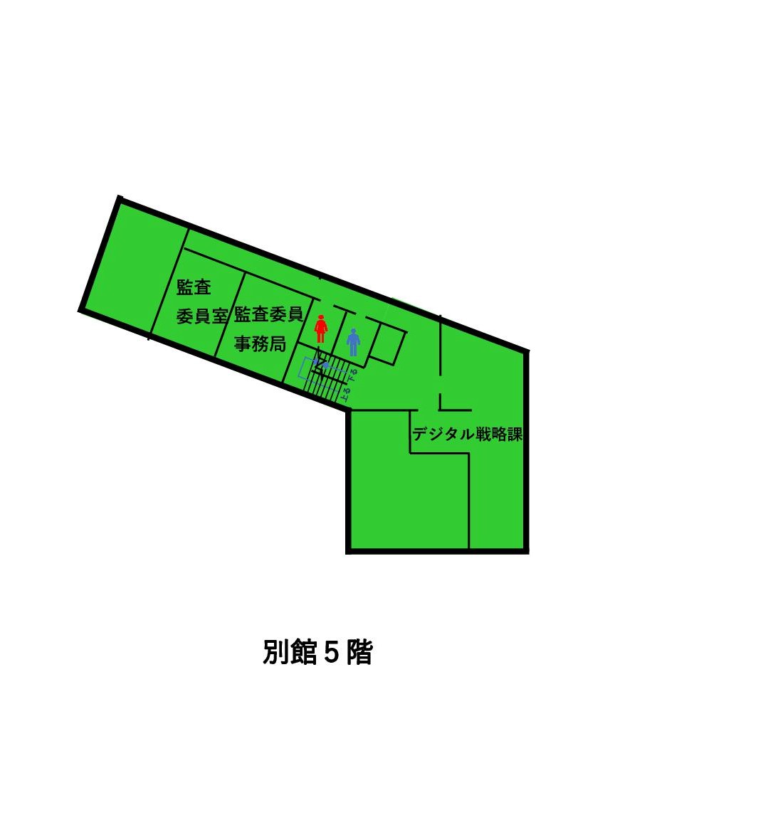 松江市役所別館5階の平面図