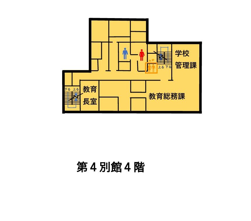 松江市役所第4別館4階の平面図