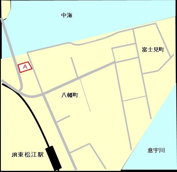 分譲区画を赤線で囲んだ鉄工団地の略地図