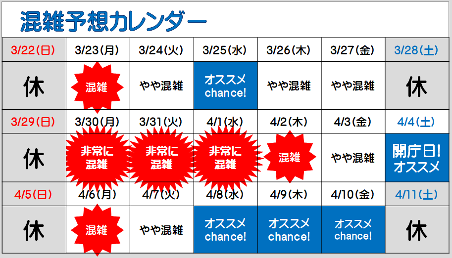 混雑予想カレンダー