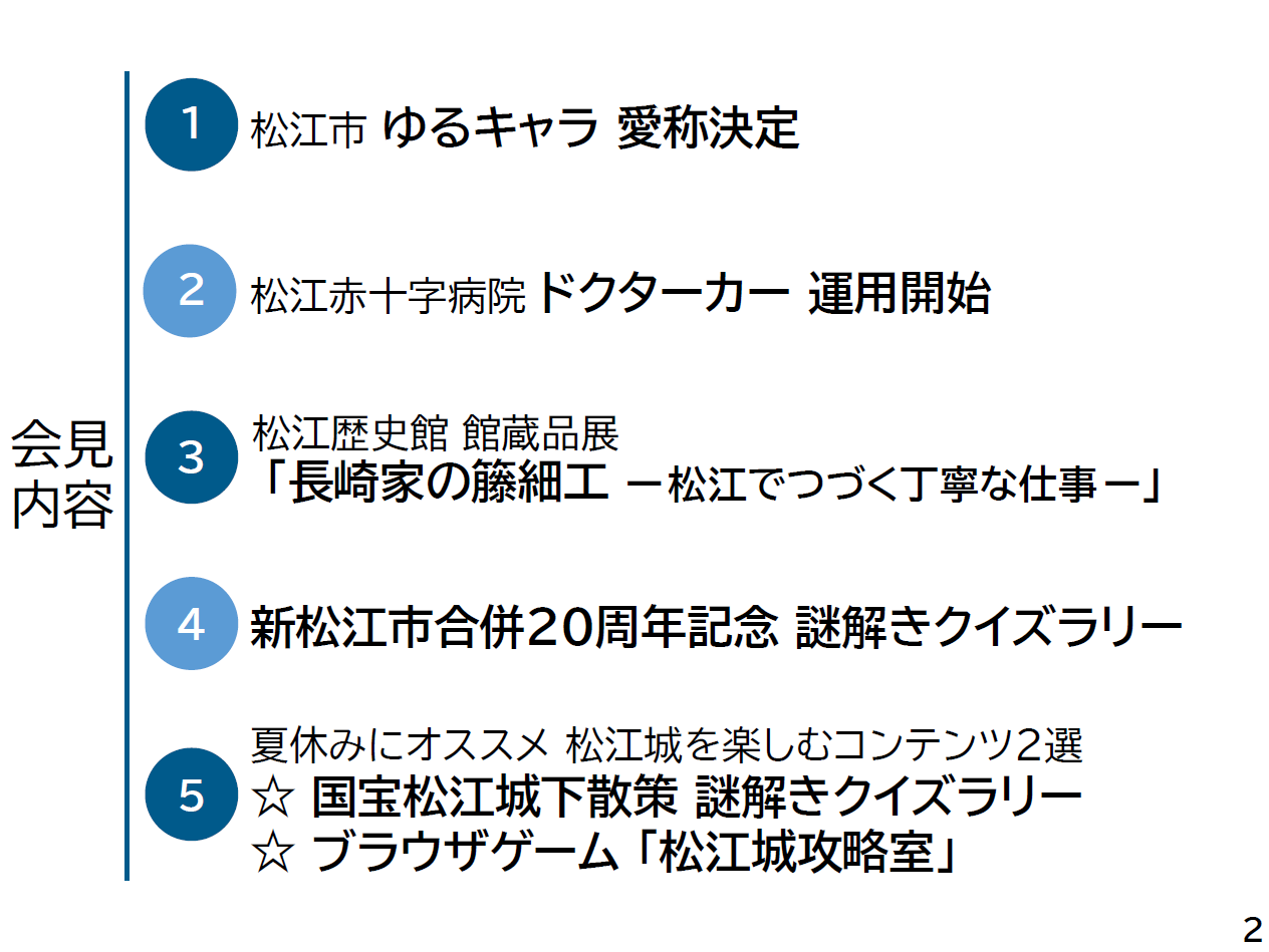 7月15日市長定例記者会見項目