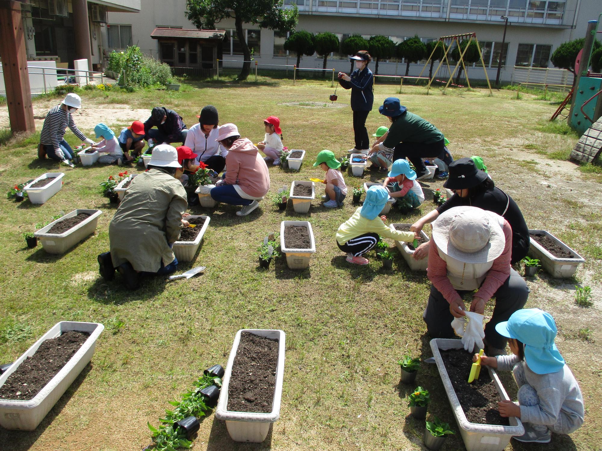 恒例となった花苗植え交流会