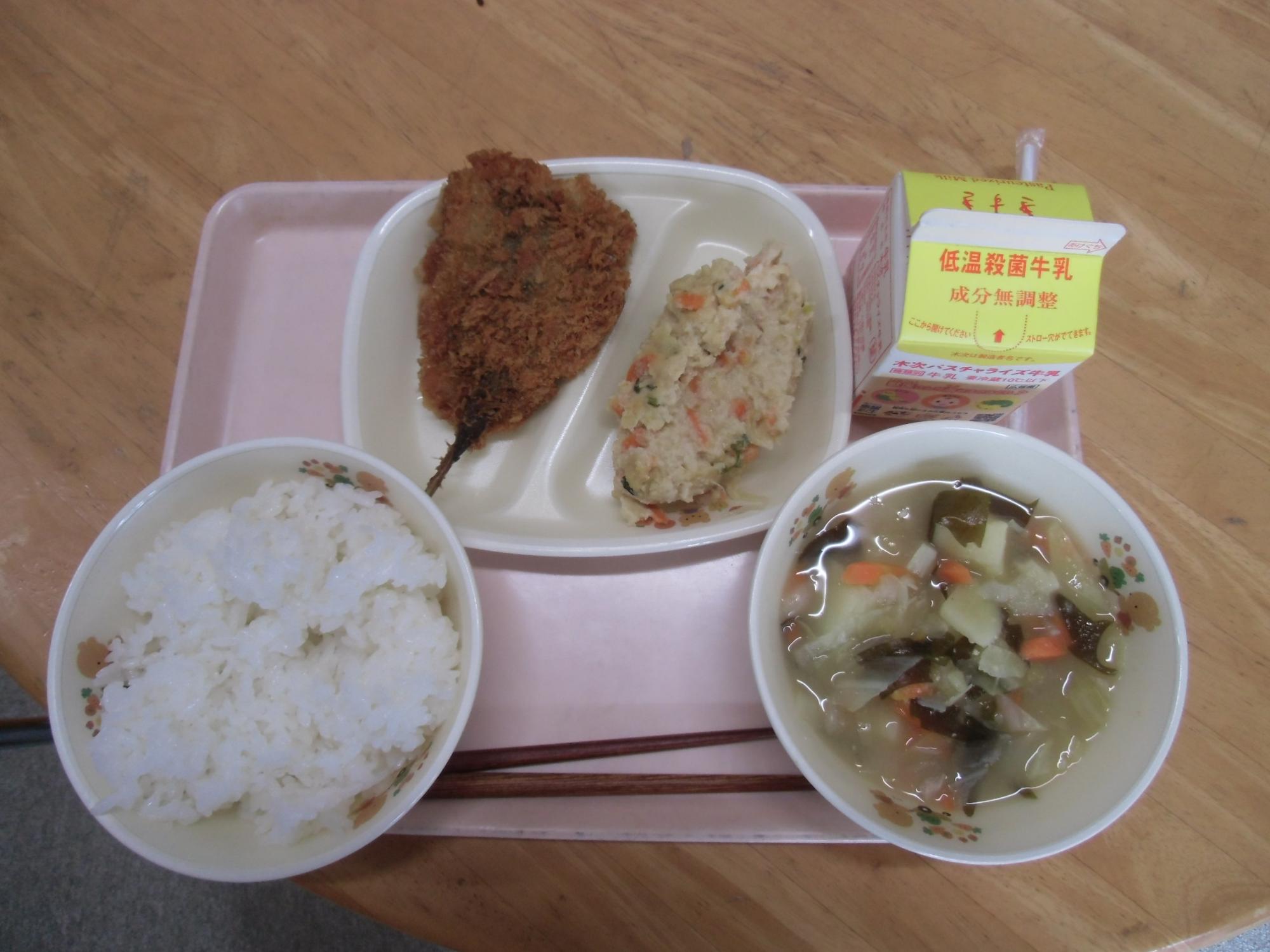 アジフライのメニュー