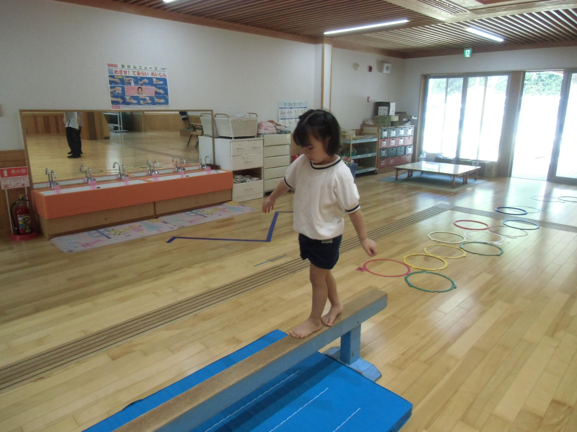 上手に橋をわたるようす