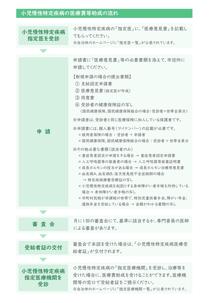 申請書に指定医が作成した「医療意見書」等の必要書類を添えて、市役所に申請してください。