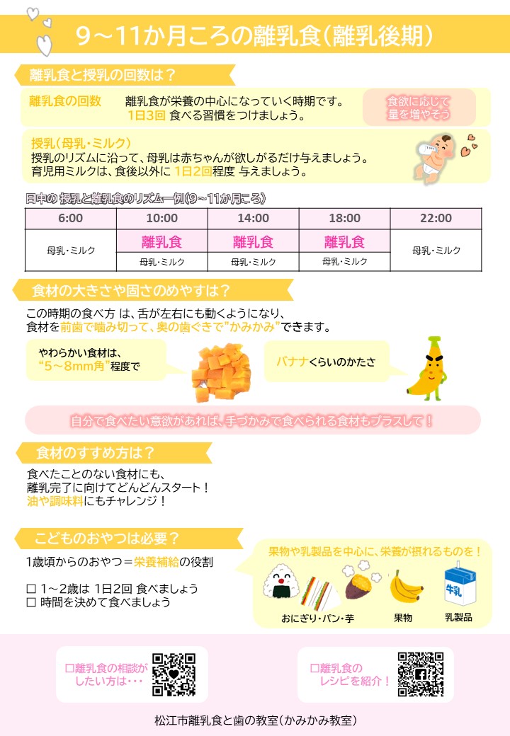 9～11か月頃の離乳食資料