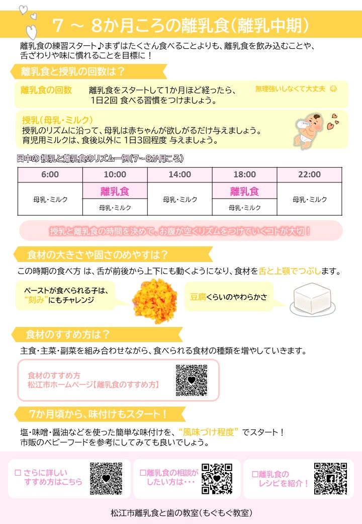 7～8か月頃の離乳食資料