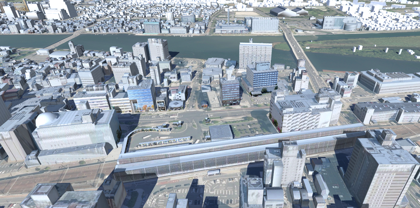 JR松江駅の3D都市モデル