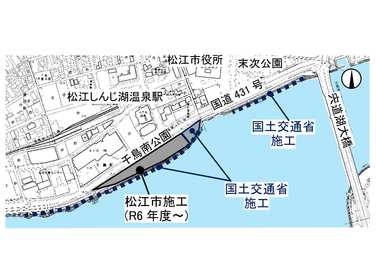 宍道湖北岸の親水護岸と千鳥南公園の整備の計画図